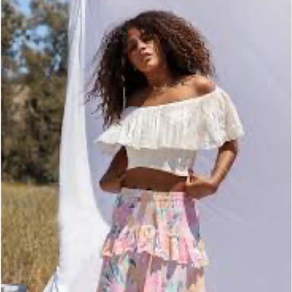 Jen’ Pirate Booty x Revolve Coco Pink tiered ruffle skirt NWT XS - Picture 3 of 8
